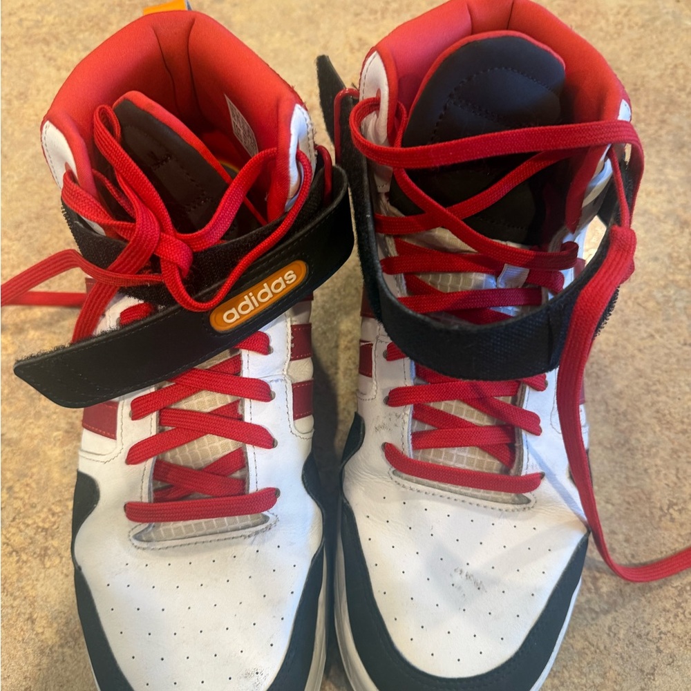Adidas Men's High-Top Sneakers - Red, Black, White